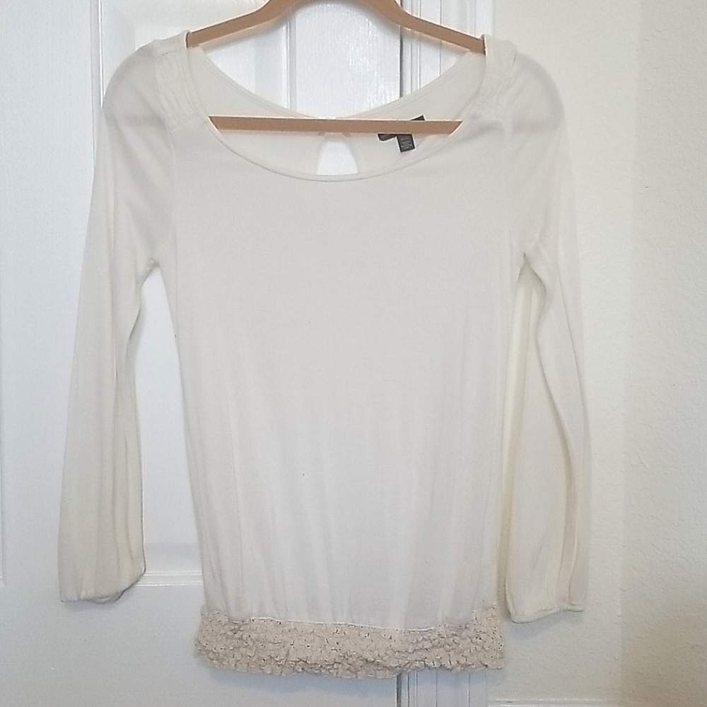 AEO American Eagle Crochet Hem Blouson Top XS